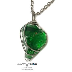 آویز ابسیدین معدنی سبز نمونه راف و استثنایی A1324