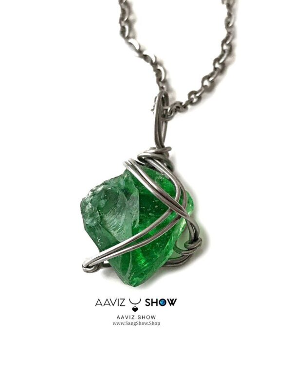 گردنبند ابسیدین سبز نمونه راف و استثنایی و معدنی A1326 - تصویر 3