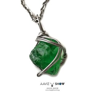 گردنبند ابسیدین سبز نمونه راف و استثنایی و معدنی A1326