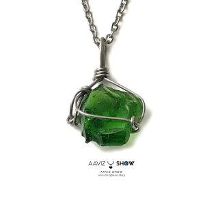 گردنبند راف ابسیدین سبز نمونه معدنی و استثنایی A1373