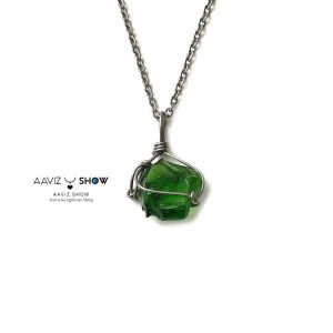 گردنبند راف ابسیدین سبز نمونه معدنی و استثنایی A1373