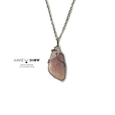 آویز راف رز کوارتز سنگ عشق نمونه اصل و معدنی A1385